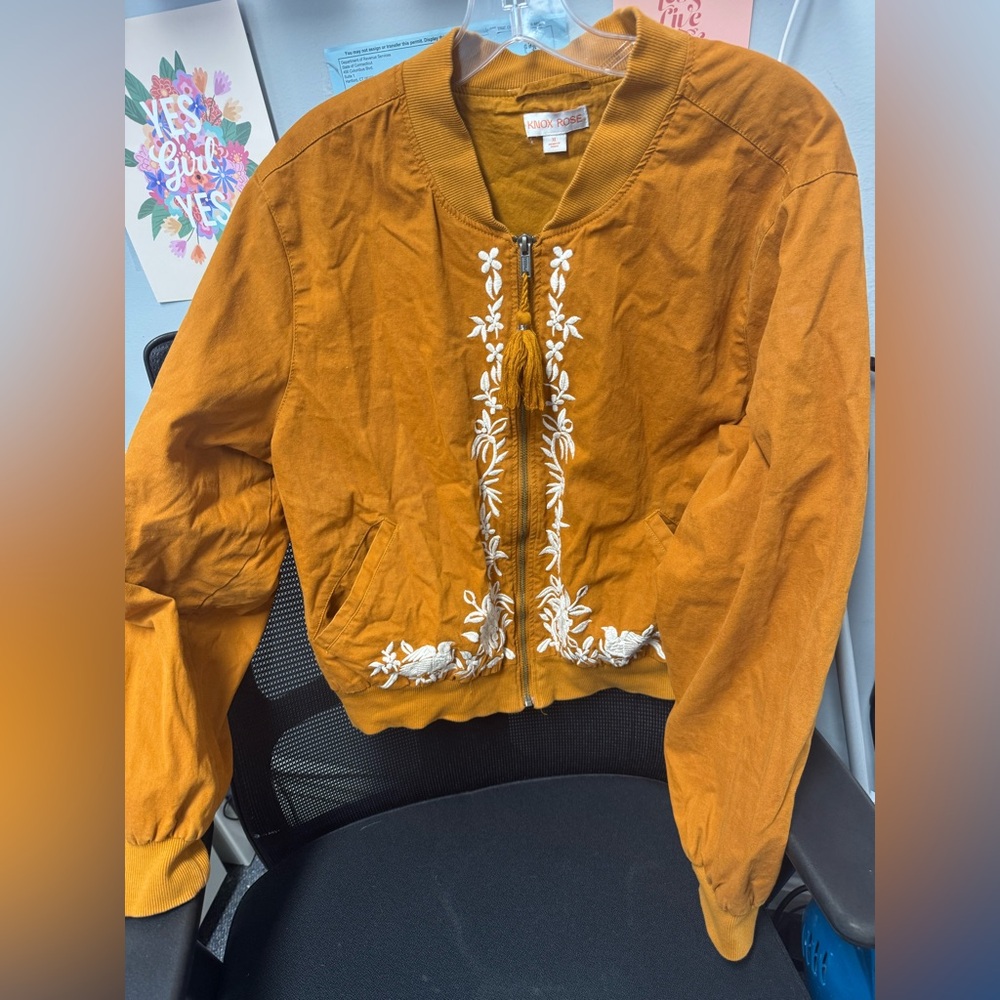 Knox Rose Mustard Jacket with White Embroidery